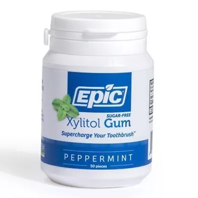 New Epic Xylitol Gum Peppermint 50 Pieces Sugar-Free Dental Care Chewing Gum • $11.95