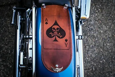 Rear Fender Bib Panel Leather Vietnam Death Card Ace Of Spades Harley Davidson • $95.99