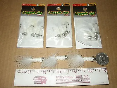 NON-LEAD MARABOU Crappie Jigs 1/16 Oz WHITE 12 PIECES FREE SHIPPING !! • $6.97