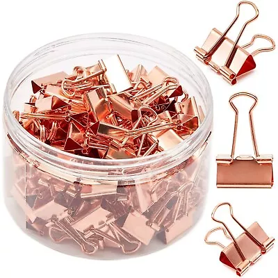 100 Pack Small Binder Clips 3/4 Inch Rose Gold Paper Clamp For Office School • $12.49