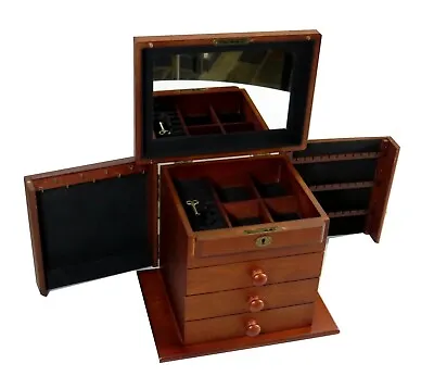 $107.99 • Buy Extra Large Wooden Jewellery Box Necklaces Storage Organizer  HB30BRN
