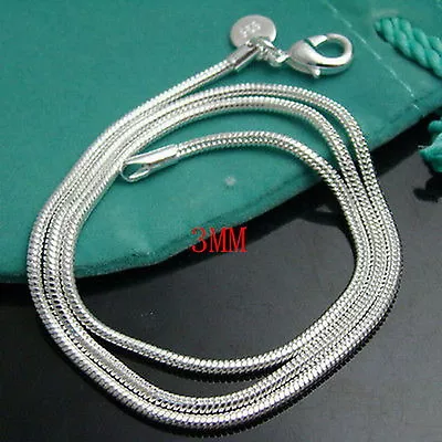 1PCS 925Sterling Solid Silver Hot Selling Snake Chains Necklace 3MM 4MM 16 -30  • $7.46