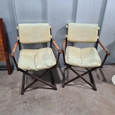 Pair 2 Milo Baughman Style Daystrom Cal-Style Naugahyde Directors Chairs MCM • $250