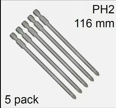 £14.62 • Buy 5x Magnet Autofeed Screwdriver Bits PH2 Smd57 SD-M2 116mm Hilti SMD 57 Screwgun 