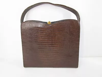 Sydney California Vintage Mid Century Brown Animal Reptile Leather Handbag Purse • $29.99