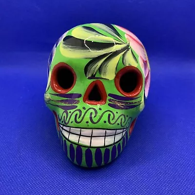 SKULL Ceramic Day Of The Dead. Bright Colors And Glazed. Approx 5”. Mexican • $8.60