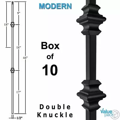 Double Knuckle Modern Iron Baluster (10-Pack) Hollow Metal Spindle (Satin Black) • $92