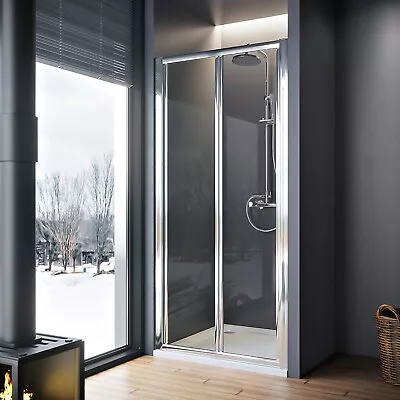 Bi Fold Shower Enclosure Door With Magnetic Stripe/Metal Rollers Glass Cubicle • £119.99