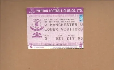 £5.99 • Buy Used Ticket - Everton V Manchester United 31.10.1998 - Treble Season