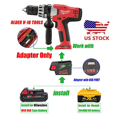 Adapter For Milwaukee M18 DeWalt 20v Battery To Milwaukee Older V-18 Ni-CD Tools • $14.25