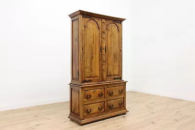 Farmhouse Vintage Carved Teak Armoire Wardrobe Or Closet #46310 • $1260