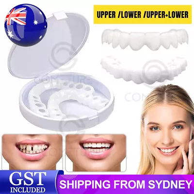 Snap On Bottom Upper Lower False Teeth Dental Veneers Dentures Fake Tooth Smile • $7.95