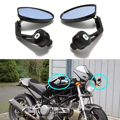 For Bobber Cafe Racer Universal Motorcycle Side Mirrors 7/8  Handle Bar Round • $22.88