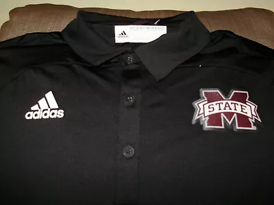 Mississippi State Bulldogs Adidas GE1762 Aeroready Black Polo Golf Shirt Men LGE • $39.99