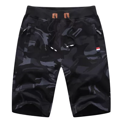 Mens Camo Shorts Casual Comfort Half Pant Combat Elasticated Beach Trousers UK • £12.17