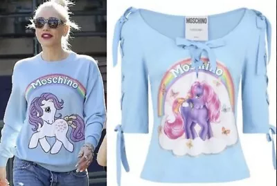 New Moschino 2017 My Little Pony Celeb Blue Sweatshirt T Shirt 2 4 38 40 Top S M • $174