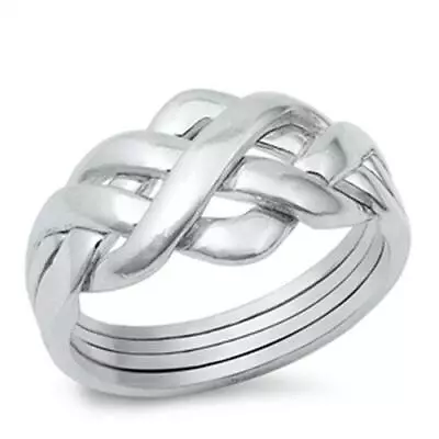 925 Sterling Silver 4 Piece Puzzle Fashion Ring New Size 4-13 • $33.71