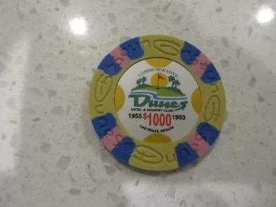 $1000 Dunes Hotel Country Club Casino + FREE Mystery Las Vegas Bonus Poker Chip • $7.15