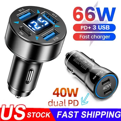 65W Fast Charge USB PD Type-C Car Charger Adapter For IPhone 15 14 13 12 Pro Max • $14.99