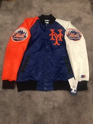 Starter New York Mets MLB Varsity Satin Full-Snap Jacket Mens Size Medium $150 • $119.95