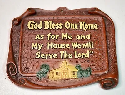 $12.99 • Buy Vintage Faux Wood 3D Cabin Plaque Sign God Bless Our Home As For Me & My House