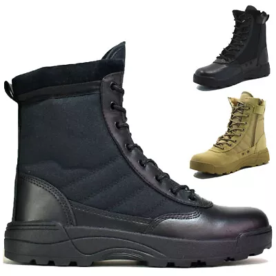 £22.95 • Buy Mens Military Tactical Boots Desert Combat Outdoor Zip Army Patrol Hiking Shoes