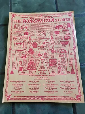 Vintage WINCHESTER STORE Oil Wagon Tools  Flyer Sign • $49.99