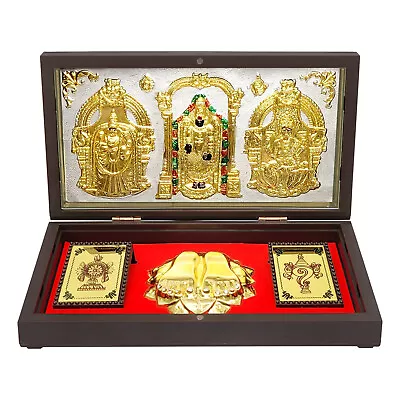 Tirupati Balaji Gold Plated Photo Frame With Charan Paduka Pocket Temple • $41