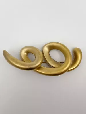 Steve Vaubel 1980s 925 Brushed Sterling Vermeil Swirl Brooch • $350