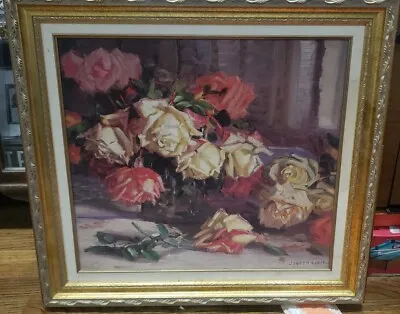 Antique Roses Oil Painting Joseph Kleitsch  Reproduction With Gold Frame • $200