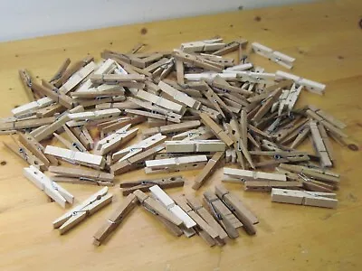 Vtg Lot 129 Old Wooden Spring Loaded Clothesline Clothespins Assorted Sizes  • $26.80