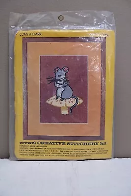 Vintage Mouse On Mushroom Crewel Creative Stitchery Kit Coats & Clark 5  X 7  • $15