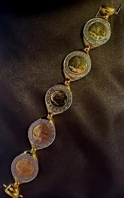 BRONZE MILOR Vtg Bracelet Lira Coins In Mixed Metals Magnetic Closure Italian • $57