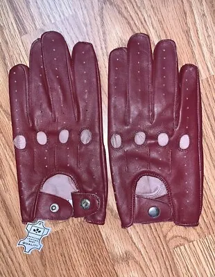 Men's Leather Driving Gloves Made With Original Sheep Skin Leather MEDIUM Size • $12.99