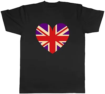 Queen's 70th Platinum Jubilee Flag Heart Mens Unisex T-Shirt Tee Gift • £8.99