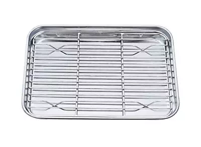 Toaster Oven Pan Tray With Cooling Rack Stainless Steel Compact 8x10x1 • $15.33