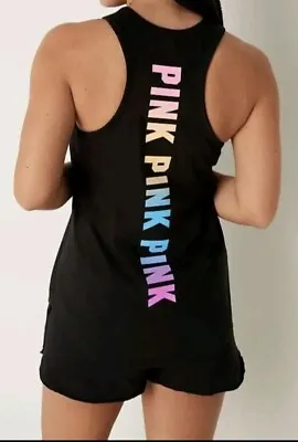 Victoria Secret Pink Knit Everyday Racerback Tank Top Black Gradient Xxl Vs-37 • $24.95