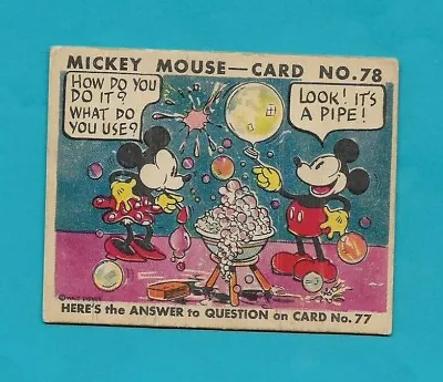 1935 Original Vintage Type II MIckey Mouse Gum Trading Card #78 - No Creases • $149