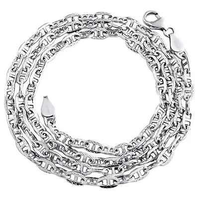 18K White Gold 3.25mm Solid Twist Puff Anchor Link Chain Necklace 20 - 22 Inch • $1081