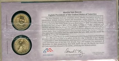 2008-d/p Martin Van Buren 2 Coin Set $1 Struck On First Day Of Minting • $4.49