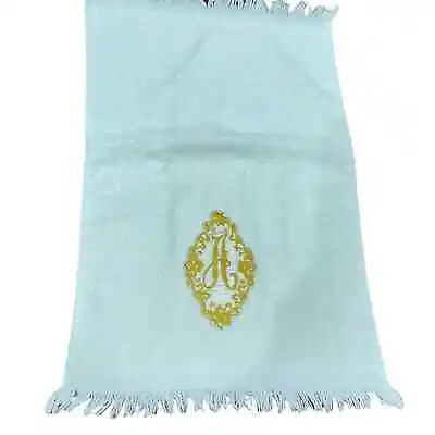 Hand Towel 100% Cotton White Fringe Usa A Monogram Classic Traditional • $3.99