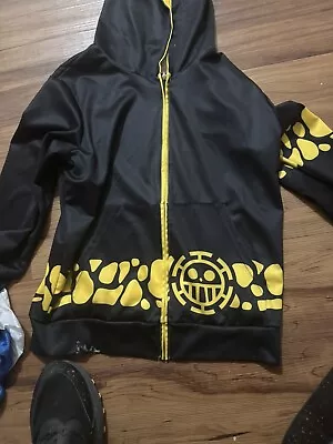 Anime One Piece Trafalgar Law Jacket Sz L Winter Coat Sweatshirts Hoodie Black • $15