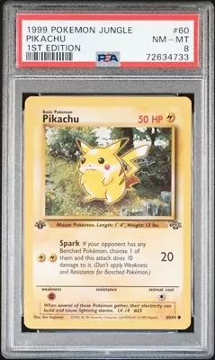 $35 • Buy Pikachu 1st Edition PSA 8 NM-MT - 1999 Pokemon Jungle 60/64 English Near Mint