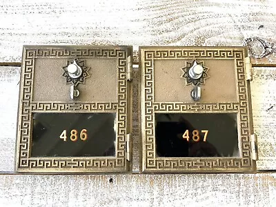 Vintage Pair Sequential Us Post Office Mail Po Box Combination Door 1960 Oro • $35