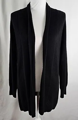 Magaschoni Womens Open Cardigan Black Pure Cashmere Medium • $29.99