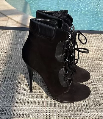 Giuseppe Zanotti Women Black Ankle Boots Suede  Lace Up Size EU 39/5(US 9.5) • $85