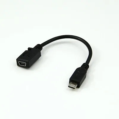 Micro USB Male Jack Plug To Mini Female Port Socket Adapter Cable Lead Converter • £2.65