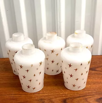 Vintage Mid Century Atomic Age Starburst Glass Lamp Ceiling Light Shades Set 5 • $120