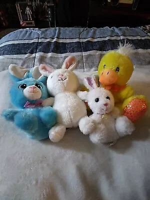 Easter Plush Stuffed Animals Lot Of 4 Bunnies And A Duck SMALL (approx. 4 In) • $10