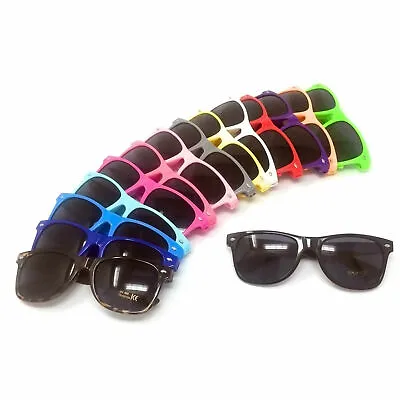 £2.99 • Buy Classic Black Lens Sunglasses Mens Ladies Womens Neon Retro Fashion 80s UV400 UK